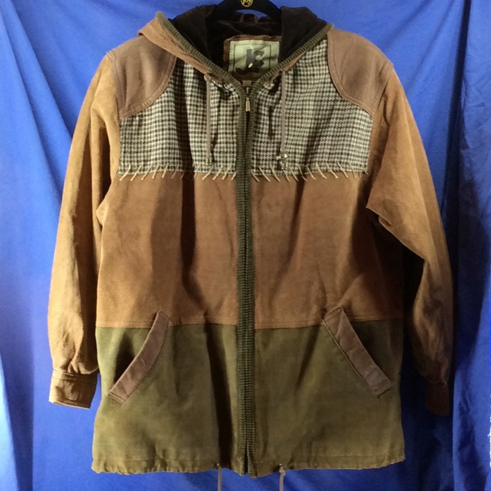 Women’s Vintage Leather/Suede/wool patchwork coat